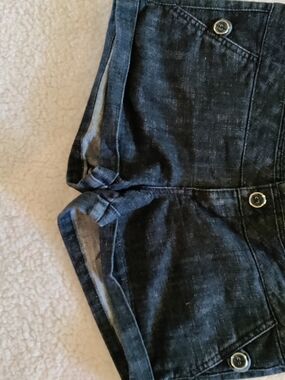 Boom Boom Jeans Dark Blue Denim Shorts with Button Front
